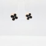 Zarcillos (9 x 9 mm) Flor c/ Esmalte Negro (Post) - Oro Amarillo 14Kts