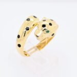 Anillo Pantera c/ Zircones Verdes & Esmalte Negro - Oro Amarillo 18Kts