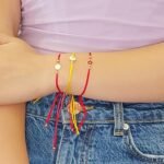 Brazalete (Ajustable) Hilo Chino c/ Flor Esmaltada - Oro Amarillo 14Kts - Image 2