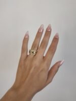 Anillo Aro Ancho c/ Diamantes Pave & Zafiro Azul, Esmeralda & Rubi  - Oro Amarillo 18Kts - Image 2