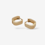 Zarcillos (13 x 14 mm) Huggies Semi Rectangulares Lisos/Acanalados Vertical (6 mm) - Oro Amarillo 18Kts