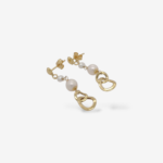 Set Collar (44 cm), Brazalete (18 cm) & Zarcillos Post Largos (3 cm) c/ Perlas & Eslabones - Oro Amarillo 18Kts - Image 2