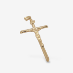 Crucifijo (28 x 43 mm) Tubo Redondo (2.7 mm) c/ Terminales en 45 Grados - Oro Amarillo 18Kts