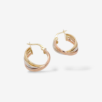 Argollas (17 mm) Trilogia Redondas (7 mm) - Oro Tres Tonos 14Kts