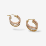 Argollas (18 x 14 mm) Ovaladas Tres Lineas (7 mm) - Oro Tres Tonos 14Kts
