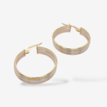 Argollas (23 mm) Tres Lineas (6 mm) - Oro Tres Tonos 14Kts