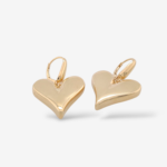 Zarcillos (21 x 23 mm) Corazones Alargados Grandes c/ Gancho Hook - Oro Amarillo 14Kts
