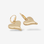 Zarcillos (19 x 19 mm) Corazones Medianos Alargados Puff c/ Gancho Hook - Oro Amarillo 14Kts