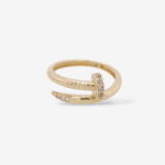 Anillo (2.2 mm) 1/2 Cana Light Terminal Pave CHIODO c/ Zircones - Oro Amarillo 14Kts
