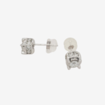 Zarcillos (1.25 Ct) Post Studs Ilussion c/ Diamantes Labgrown (0.30 Ct) en Base Naturales (6.8 mm) - Oro Blanco 14Kts - Image 2