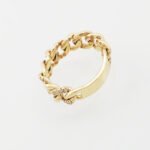 Anillo Cuban Links con Diamantes (0.25 Ct) y Placa - Oro Amarillo 18Kts