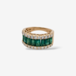 Anillo Cintillo Esmeraldas (2.17 Ct) & Diamantes Pave (0.78 Ct)- Oro Amarillo 14Kts