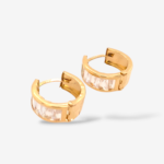 Huggies (Ø 16 mm) Reversibles Zircones Rectangulares/Diamantados - Oro Amarillo 18Kts - Image 2