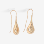 Zarcillos (32 mm) Hook Gota Puff Grande (16 mm) - Oro Amarillo 14Kts