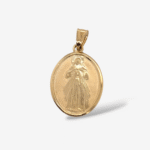 Medalla (16 x 22 mm) Jesus de la Misericordia Ovalada Lisa & Satinada - Oro Amarillo 14Kts