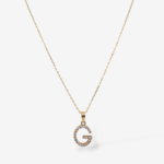 Cadena (40 cm + 5 cm) con Inicial (9 x 11 mm) Zircones Pavé - Oro Amarillo 14 Kts
