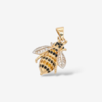 Dije (15 x 17 mm) Abeja c/ Zircones Amarillos, Negros & Clear - Oro Amarillo 14Kts