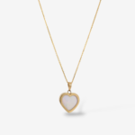 Cadena (45 cm) Cable c/ Ajustes & Corazon MOP c/ Cierre Spring - Oro Amarillo 14Kts
