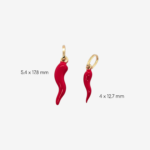 Dije (4 x 12.7 mm) Cuerno de la Suerte Mini c/ Esmalte Rojo - Oro Amarillo 18Kts - Image 2