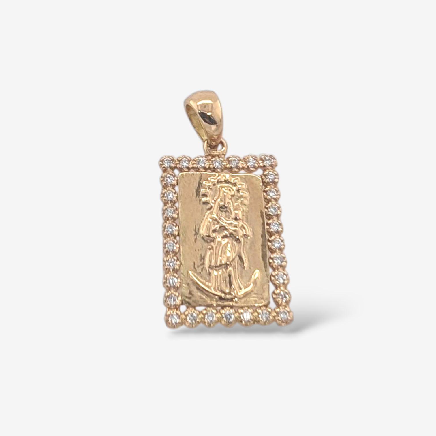 PXL_20251004_182441633.MP-10.png Medalla (13 x 18 mm) Rectangular Virgen de la Chinita c/ Halo de Diamantes Naturales (0.17 Ct) - Oro Amarillo 18Kts - Image 1