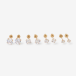 Zarcillos Screwback Piochas 4 Prongs c/ Zircon- Oro Amarillo 14Kts
