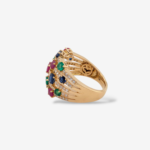 Anillo (15 mm) 5 Lineas c/ Diamantes Pave (0.31 Ct) Esmeraldas, Rubies & Zafiros Azules (2.24 Ct) - Oro Amarillo 14Kts - Image 2