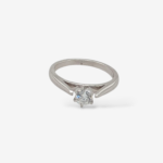 Anillo (2.5 mm) Compromiso Diamante Natural (6 Prongs) & Diseno Catedral (0.40 Ct) - Oro Blanco14Kts