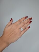 Anillo Compromiso Diamantes Doble Halo & Triple Aro (0.38 Ct) c/ Diamante Central Redondo (1 Ct) - Oro Blanco 14Kts - Image 2