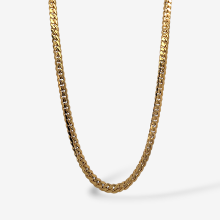 Cadena (55 cm) Maciza Cuban Link (4 mm) c/ Cierre de Caja c/ 2 Ochos de Seguridad - Oro Amarillo 18Kts