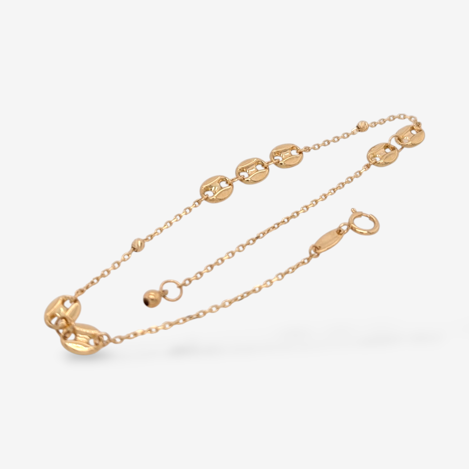 PXL_20251208_165225632-24.png Brazalete (18.5 cm) Tejido Cable c/ Botones Mariner Puff & Esferas Diamantadas (2 mm) - Oro Amarillo 18Kts - Image 1