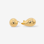 Zarcillos (16 mm x 29 mm) Post Gotas XL Puff - Oro Amarillo 18Kts
