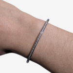 Pulsera (#18) Bangle Tubo Redondo Ovalada (3 mm) Diamantes Pave (0.07 Ct) - Acero - Image 2
