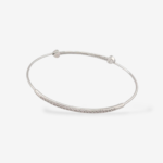Pulsera (#16) Bangle Tubo Macizo Ajustable c/ Placa de Diamantes Pave (0.05 Ct) - Plata