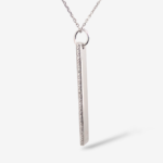 Cadena (60 cm) Fina Cable Ajustable c/ Placa Rectangular (6.5 x 42.5 mm) c/ Diamantes en los Bordes (0.04 Ct) - Plata - Image 2