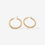 Zarcillos (30 mm) Argollas Tubo Redondo Light (3 mm) - Oro Amarillo 18Kts