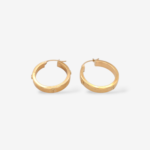Argollas (25 mm) Tubo Rectangular Circulos Estampados (4.6 mm) - Oro Amarillo 18Kts