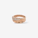 Anillo (8 mm) Aro Concavo c/ Diagonal Diamantes Naturales Pave (0.38 Ct) - Oro Rosado 18Kts