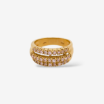 Anillo (8.40 mm) Tres Lineas Zircones Rosados - Oro Amarillo 18Kts