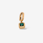 Dije (7 x 7 mm) Esmeralda Cuadrada (0.47 Ct) Bail Articulado Hinge Clasp - Oro Amarillo 18Kts