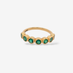 Anillo (4 mm) Cintillo Churumbela Esmeralda Redondas Biseladas (1.08 Ct) - Oro Amarillo 18Kts