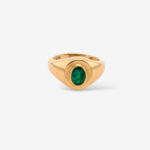 Anillo (6.20 mm) Domo Oval c/ Esmeralda Biselada (1 Ct) - Oro Amarillo 18Kts