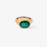 Anillo (4.6 mm) Domo c/ Esmeralda Oval Biselado (2.50 Ct) - Oro Amarillo 18Kts