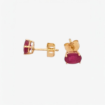 Zarcillos (1.2 Ct) Post Rubi Ovalados 4 Prongs (4 x 6 mm) - Oro Amarillo 18Kts