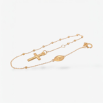 Brazalete (18 cm) Denario Esferas (1.8 mm) Medalla Milagrosa c/ Cruz Pequena & Cierre Spring - Oro Amarillo 14kt