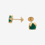 Zarcillos (5 mm) Screwback Esmeraldas (1 Ct) Redondas c/ 4 Prongs - Oro Amarillo 18Kts