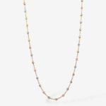 Cadena (45.5 cm) Cable c/ Esferas Diamantadas & Cierre Spring - Oro Amarillo 14Kts