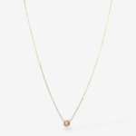 Cadena (45 cm) c/ Diamante Solitario Punto Di Luce (0.05 Cts.) Engaste Biselado (4mm) - Oro Amarillo 14 Kts