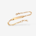 Brazalete (15 cm) Esclava Placa ID Tejido Figaro (5.90 x 23 mm) c/ Cierre Lobster - Oro Amarillo 14Kts