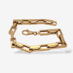 Brazalete (21 cm) Eslabones Rectangulares Light (6.4 mm) c/ Cierre Spring - Oro Amarillo 18Kts
