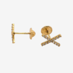 Zarcillos (8.6 x 5.6 mm) Screwback Equis c/ Zircones Pavé - Oro Amarillo 18Kts